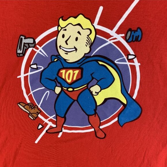 Fallout Vault Boy 101 Superhero T-Shirt Lootwear Exclusive Size Large Red - Picture 4 of 6